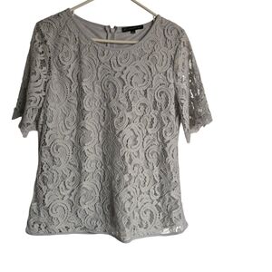 Adrianna Papell Womens Lace Flutter Sleeve Top Size Large